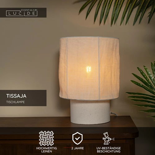 Lucide TISSAJA - Tischlampe - Ø 20 cm - 1xE14 - Weiß | Essential - USP